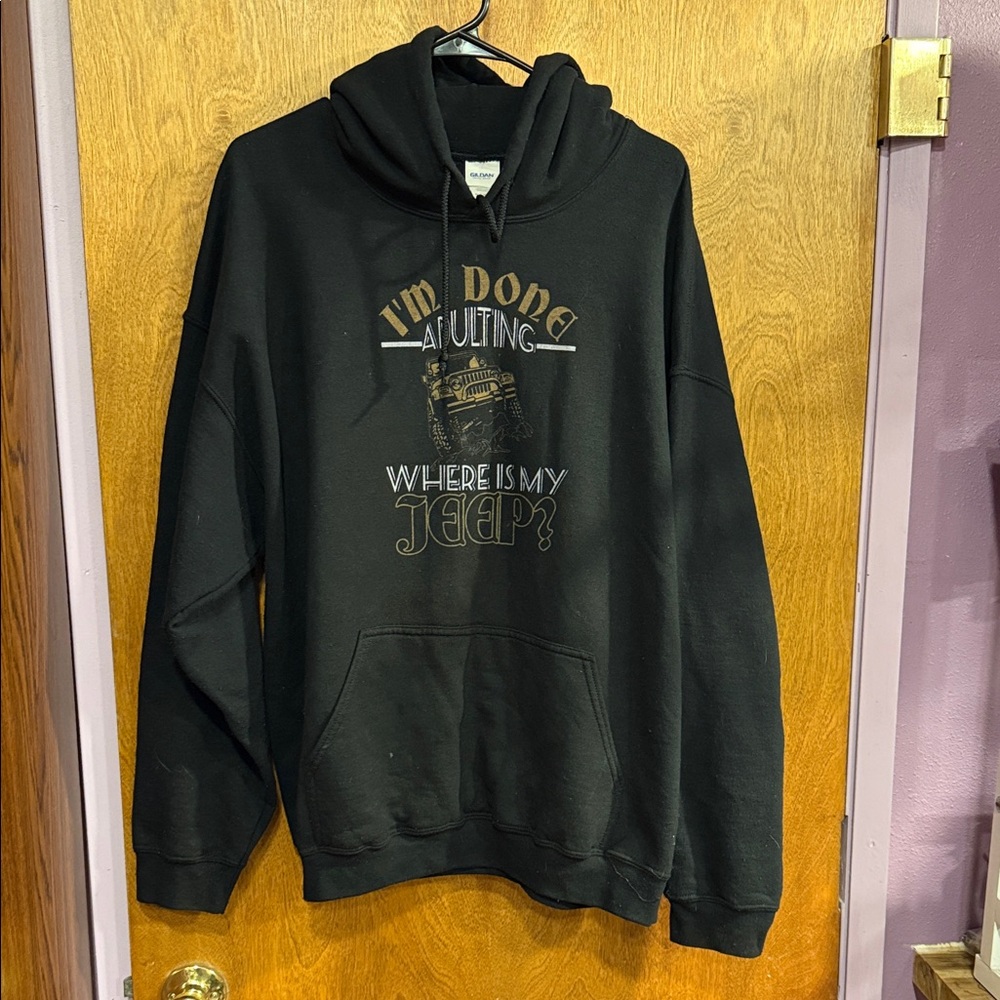 Jeep Black Graphic Hoodie for Men